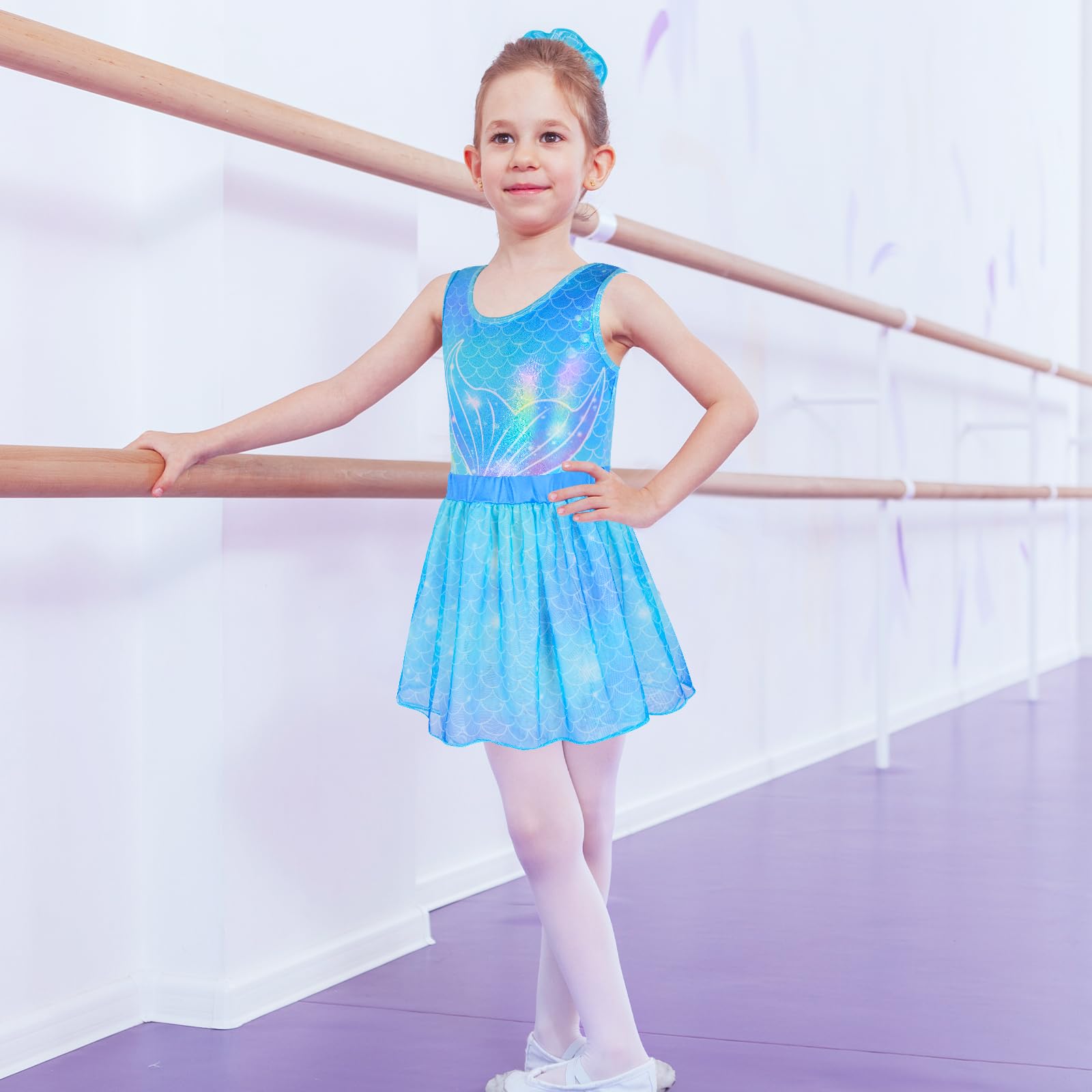 Sylfairy Girls Ballet Leotard with Removable Skirt - Dance Dress & Gymnastic Leotard for Ages 3-10 - Perfect for Ballet Class, Recitals & Dance Performances