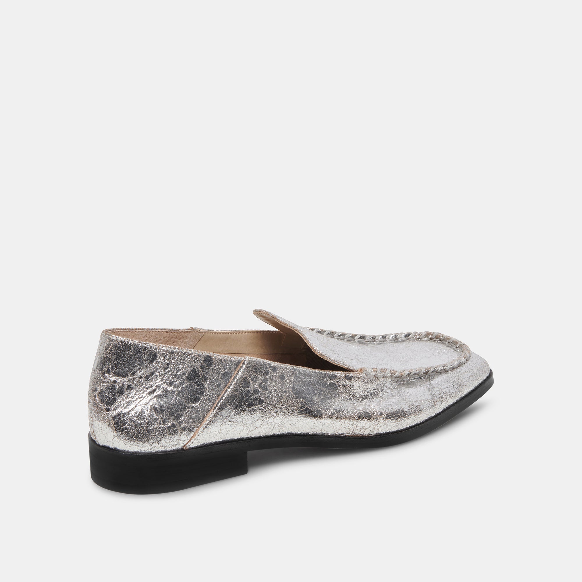 BENY Women's Flats Shoes - Silver Distressed Leather Loafers for Casual Wear & Office Outfits | Comfortable Slip-On Style