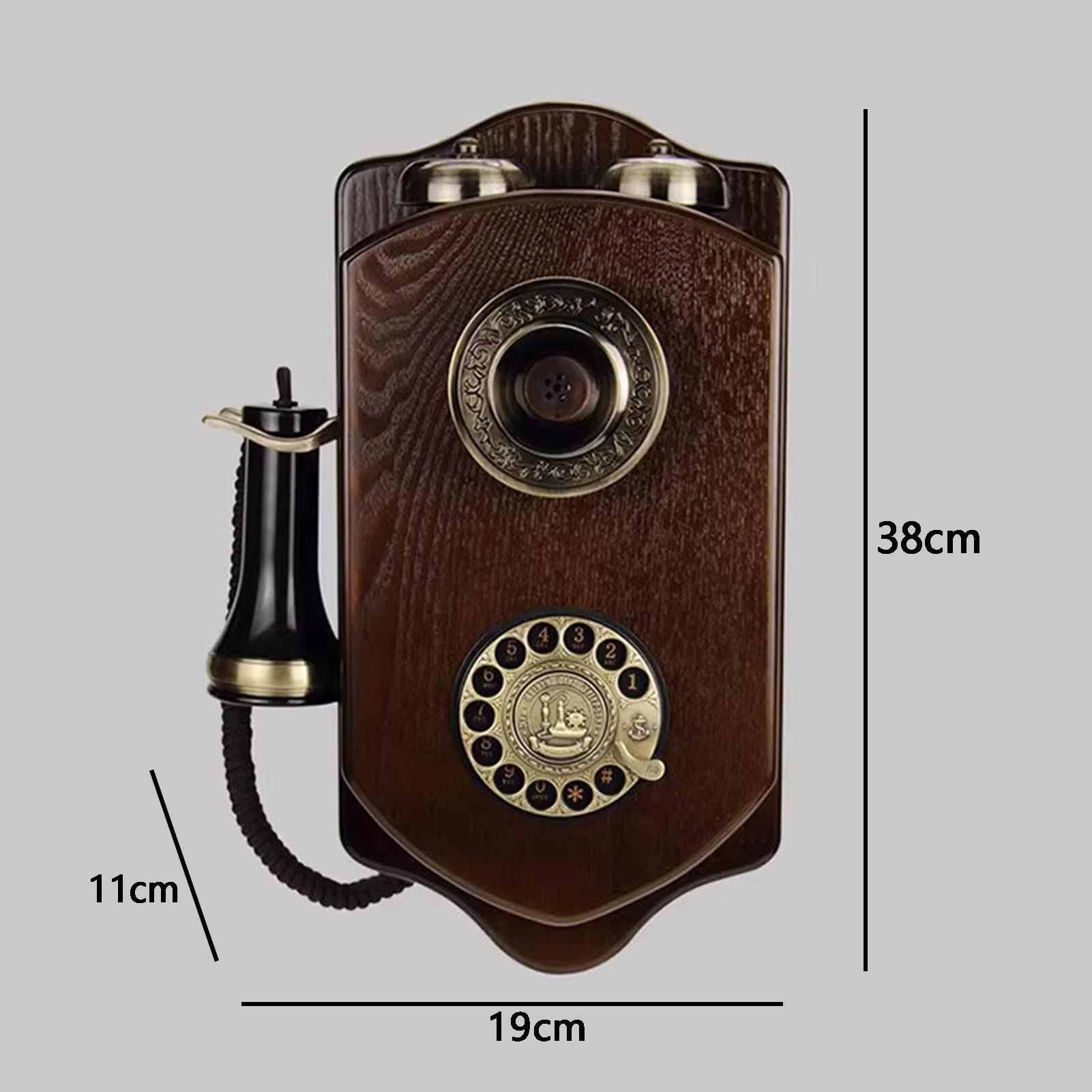 Vintage Retro Wall Mounted Landline Phone with Mechanical Ringer - Old Fashioned Corded Telephone for Home, Office & School Decor (Red) - Perfect for Vintage Themed Rooms, Classic Home Décor & Nostalgic Gifts