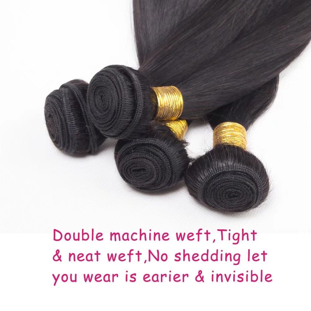 FEEL ME 8A Grade Brazilian Virgin Straight Hair Bundles - 3 Bundles Natural Black Human Hair Extensions (18 20 22 Inches) for Smooth & Silky Hairstyles | Perfect for Daily Wear, Parties & Special Occasions