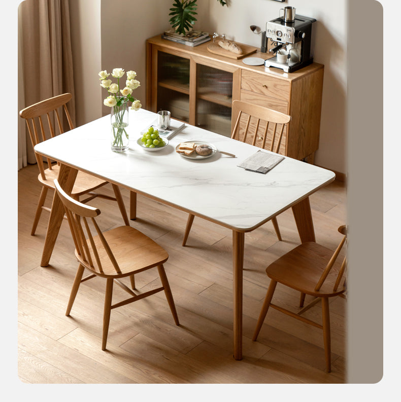 Solid Oak Wood Modern Rocking Dining Table - Perfect for Farmhouse, Rustic & Contemporary Dining Rooms
