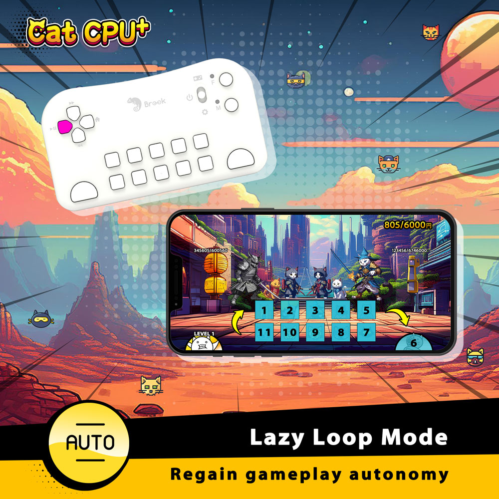 Brook Battle Cats CPU Plus Controller for Nintendo Switch - Wireless Gaming Controller with Turbo Function, Ergonomic Design - Perfect for Battle Cats, RPG, and Action Games