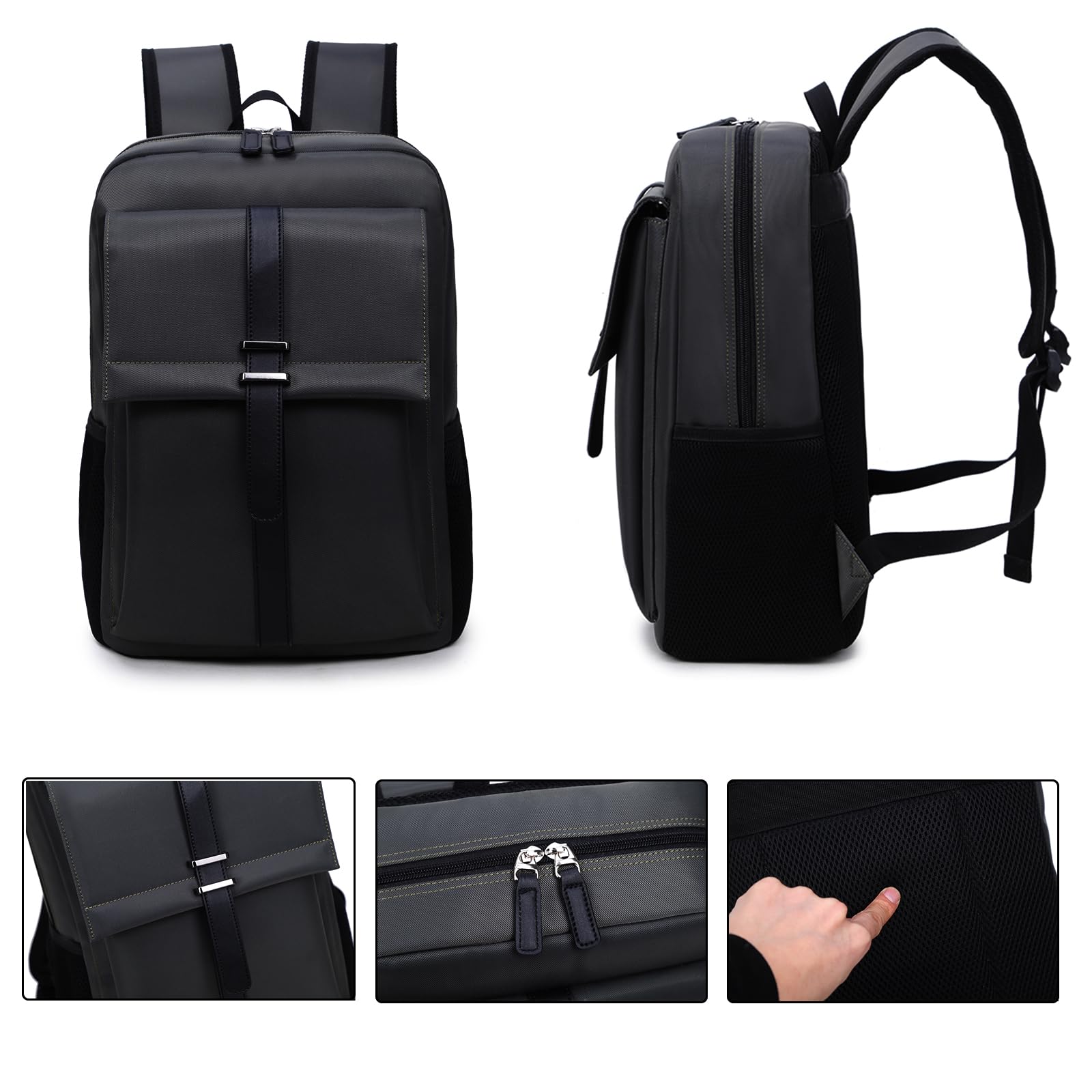 Slim Laptop Backpack for Women & Men - Water Resistant 15.6 Inch Business Travel Backpack & College Computer Bag - Perfect for Office, School, Commuting & Airplane Travel - Black