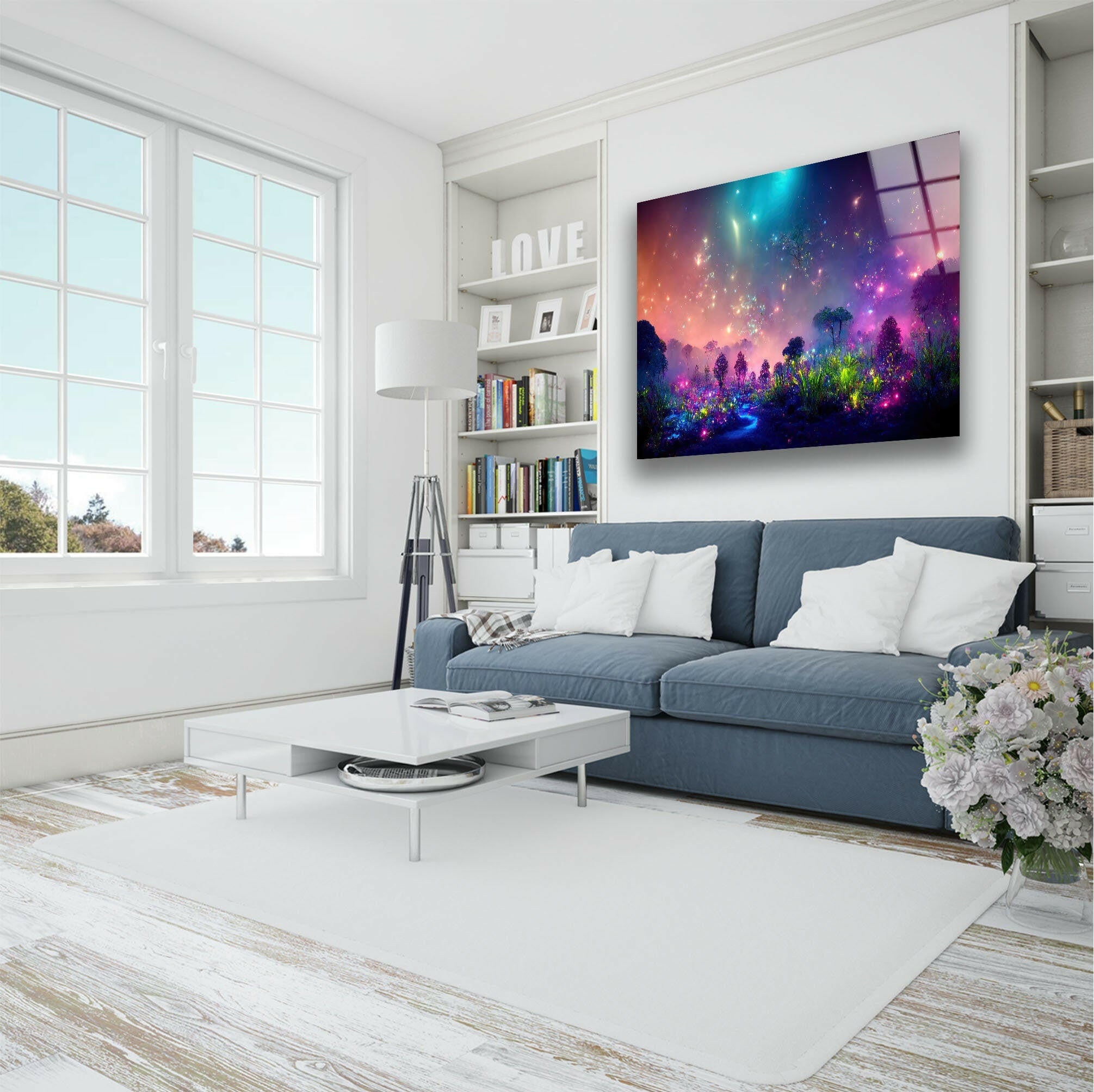 Glowing Bioluminescent Plants Wall Art - Unique LED Glass Decor for Home & Office - Perfect for Bedroom, Living Room, and Indoor Garden Decor