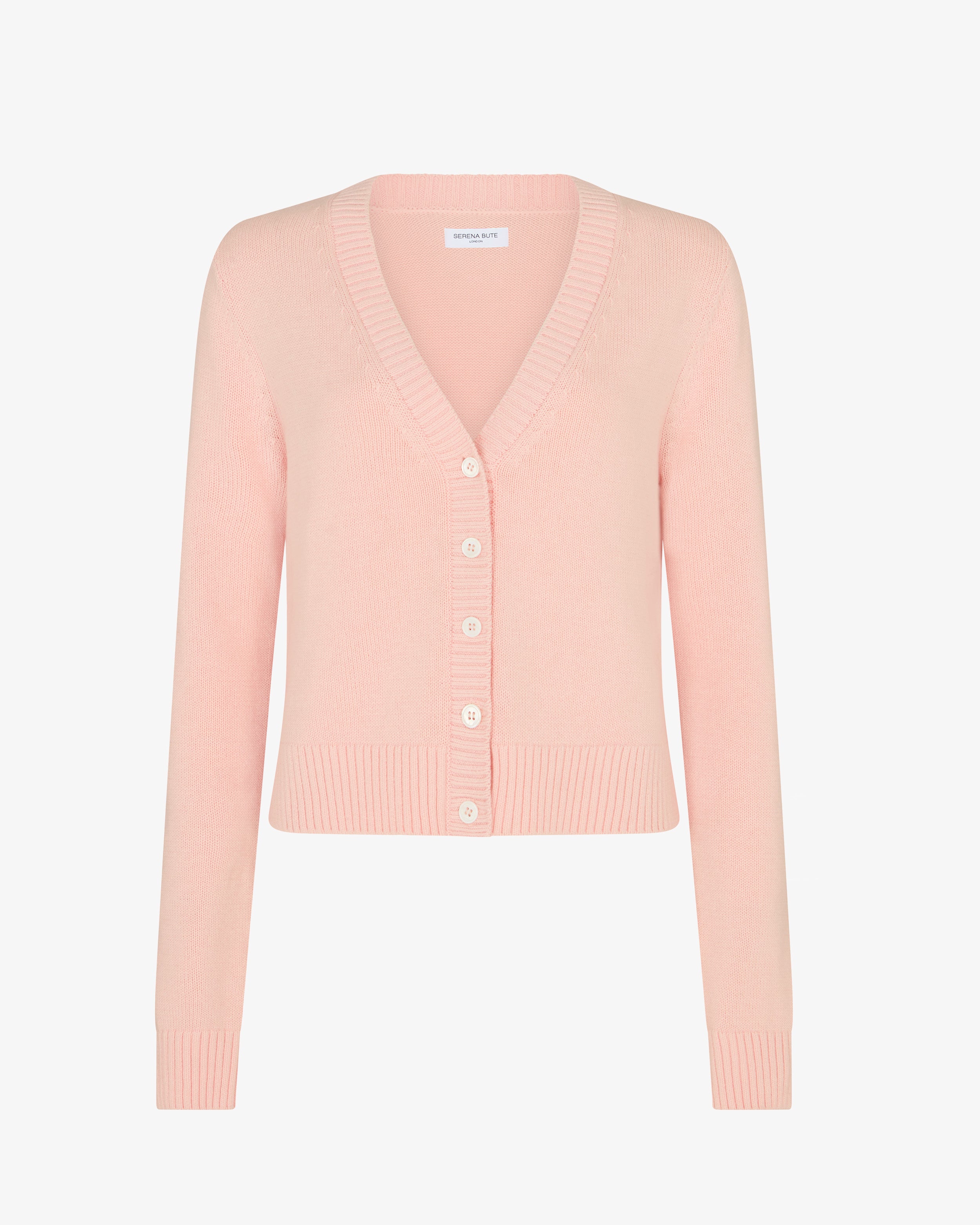 Light Pink V Neck Semi Cropped Cardigan for Women | Soft & Stylish Knit Sweater | Perfect for Spring & Fall Layering