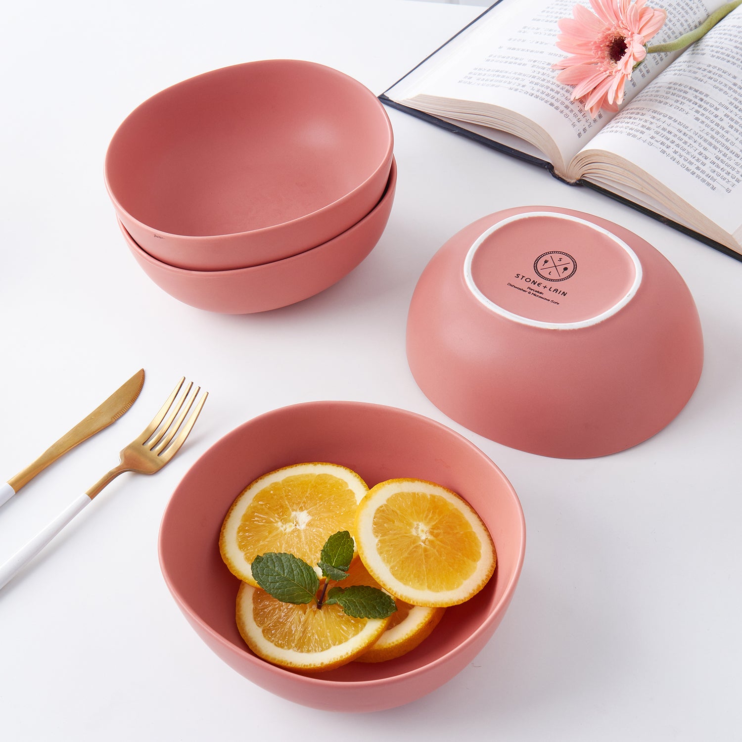 Delilah Porcelain Bowl Set - 6-Piece Dinnerware Set for Soup, Salad & Dessert | Elegant & Durable for Everyday Use & Entertaining