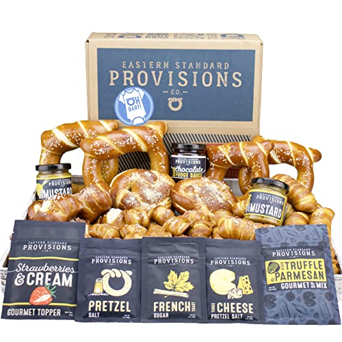 Eastern Standard Provisions Oh Baby! Gourmet Soft Pretzel Gift Box - Freshly Baked, Handcrafted Variety Pack with Artisanal Salts & Dipping Sauces | Perfect for Corporate Gifts, Holiday Treats & Party Snacks