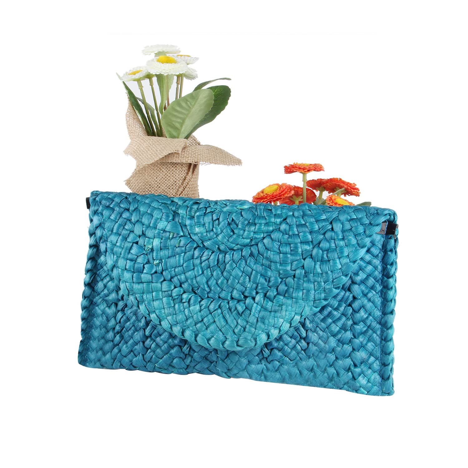 Women's Woven Straw Clutch Purse - Summer Beach Bag, Envelope Handbag for Parties, Weddings & Vacation Accessories