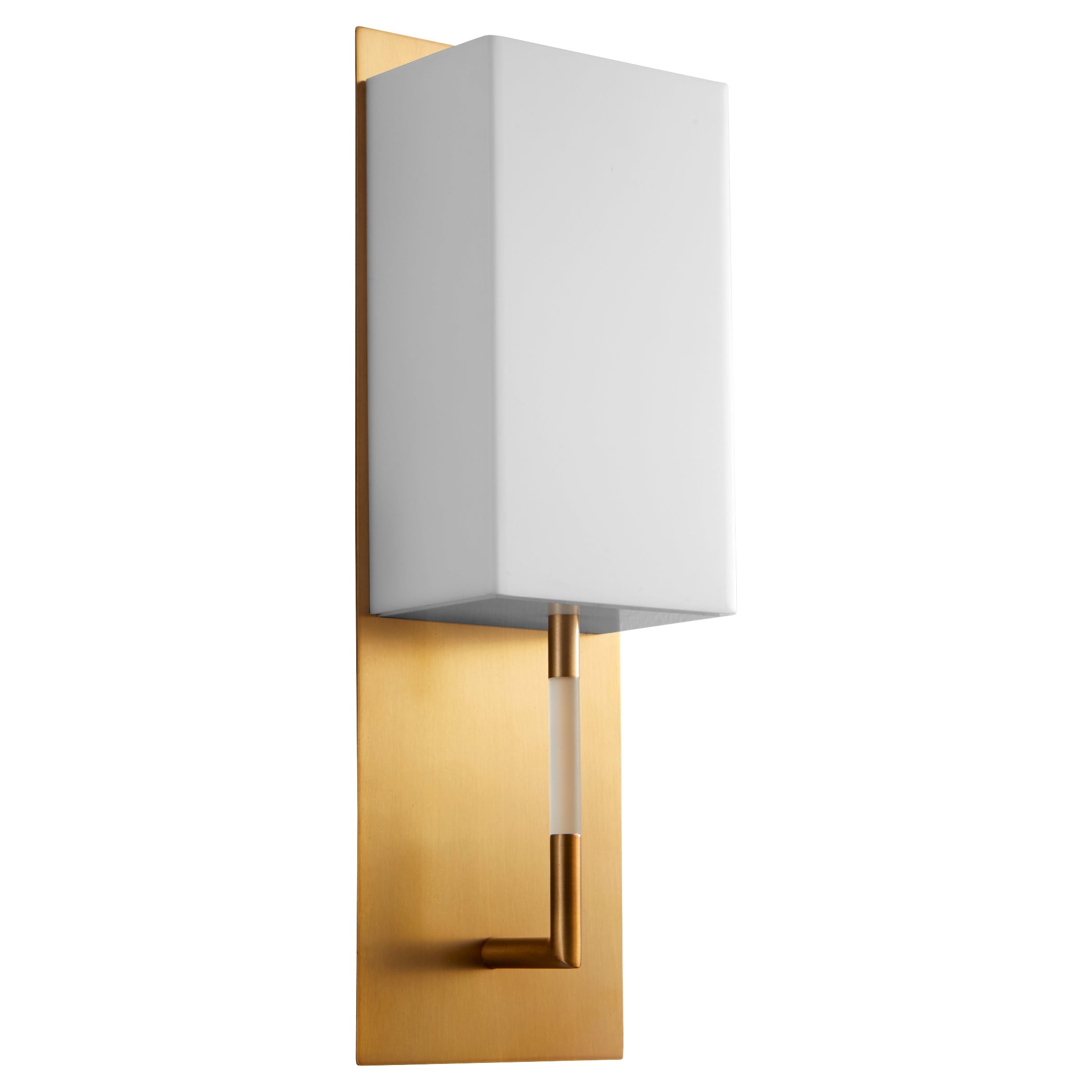 Oxygen Epoch 3 564 240 Modern Wall Sconce Light Fixture - Aged Brass with Matte White Acrylic Shade | Perfect for Bedroom, Living Room & Hallway Lighting