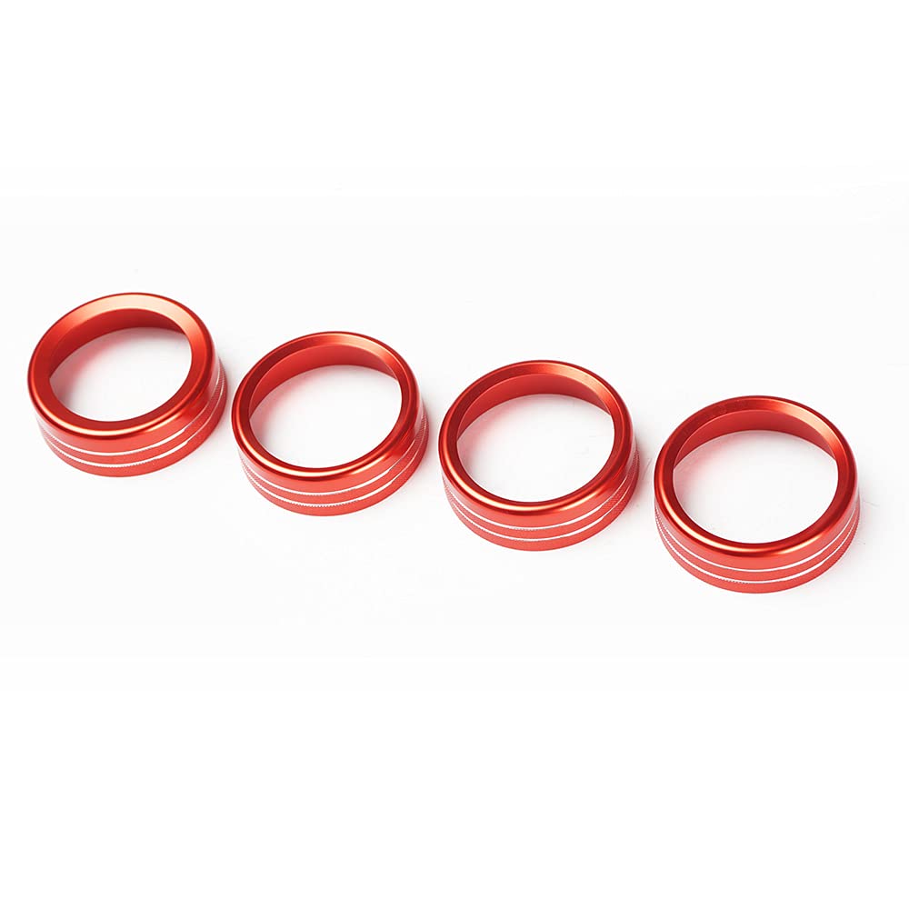 Auovo AC Knob Cover for Toyota Tacoma 2016-2023 - 4PCS Red Air Conditioner Knob Rings for Dual Zone Auto Climate Control - Interior Car Accessories for Enhanced Comfort & Style
