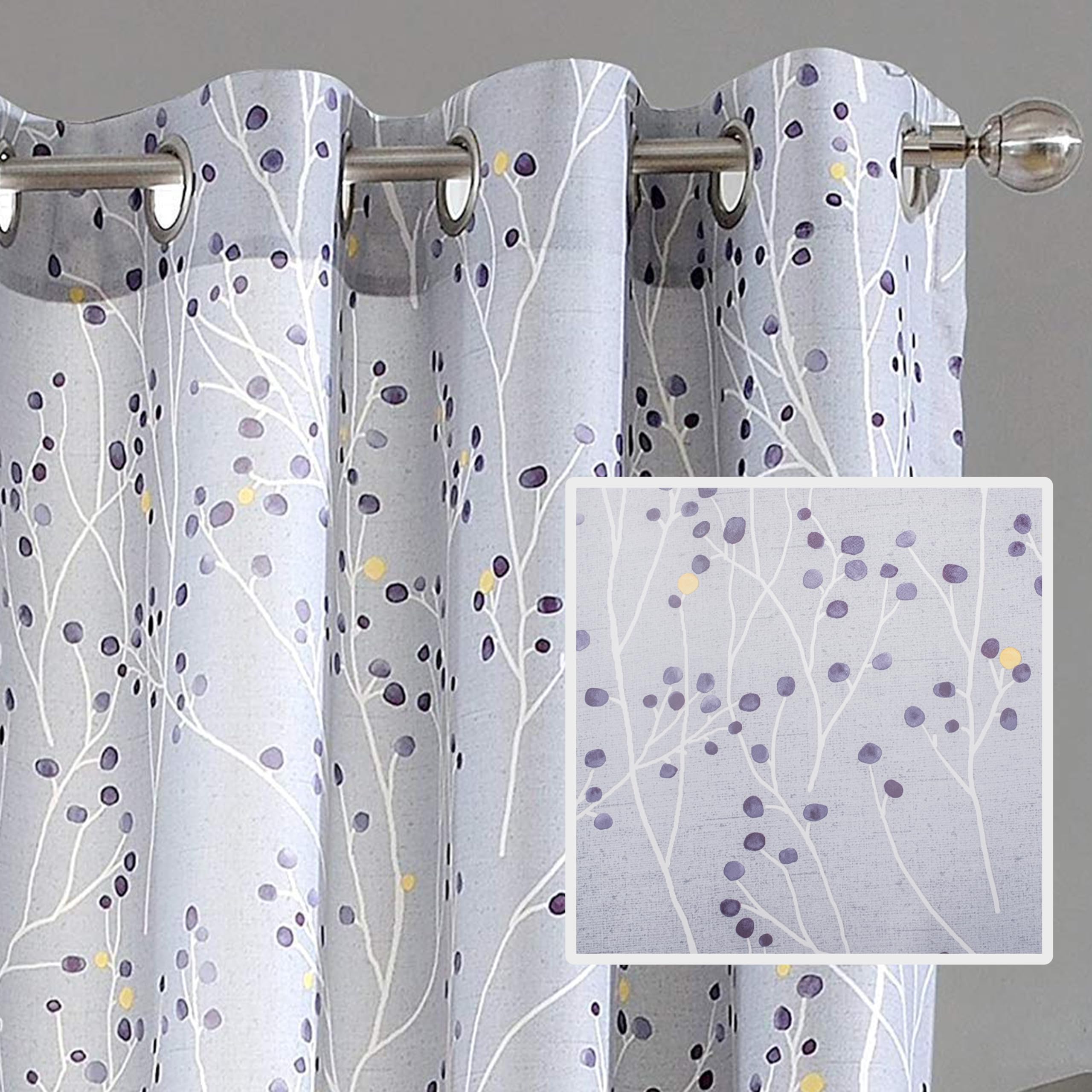 DriftAway Floral Curtains 84 Inch Length - Blackout Thermal Insulated Grommet Window Panels for Living Room & Bedroom - Farmhouse Blossom Design (Set of 2) - Perfect for Home Decor, Light Control & Energy Efficiency