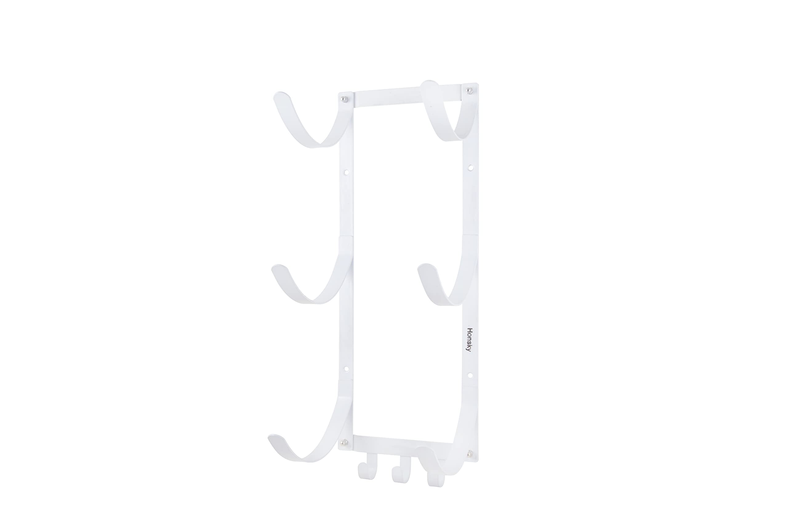 Honsky Wall Mount Yoga Mat Storage Rack - Space Saving Home Gym Organizer for Yoga Mats, Ropes & Blocks - Perfect for Yoga Studios, Home Workouts & Small Spaces (White)