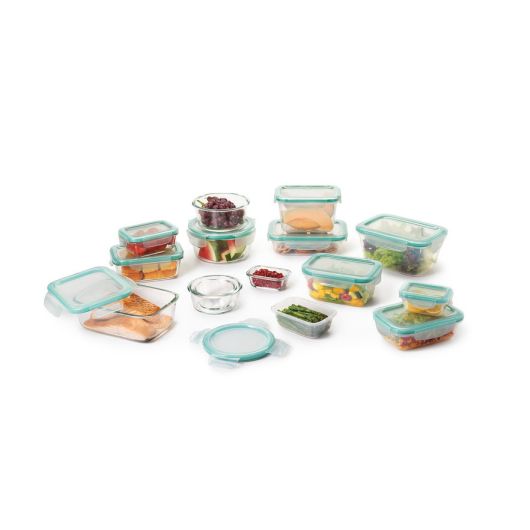 OXO Good Grips 30-Piece Smart Seal Glass & Plastic Food Storage Container Set - Airtight Kitchen Organization for Meal Prep, Leftovers & Pantry Storage