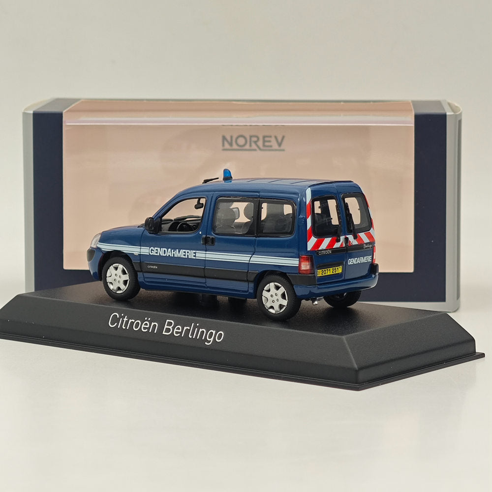 1/43 Scale Norev CITROEN BERLINGO 2007 Gendarmerie Police Diecast Model Car - Blue Collectible Vehicle for Display & Gift (French Police Car Collection)