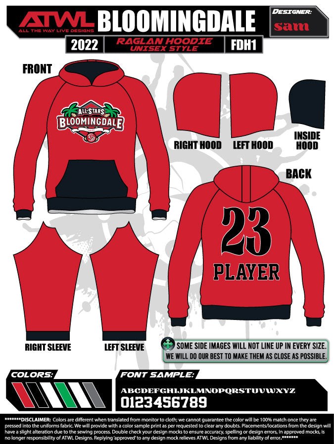 2022 Bloomingdale All Stars Full Dye Hooded Sweatshirt - Trendy Streetwear for Men & Women | Perfect for Casual Outfits, Gym Wear and Everyday Comfort