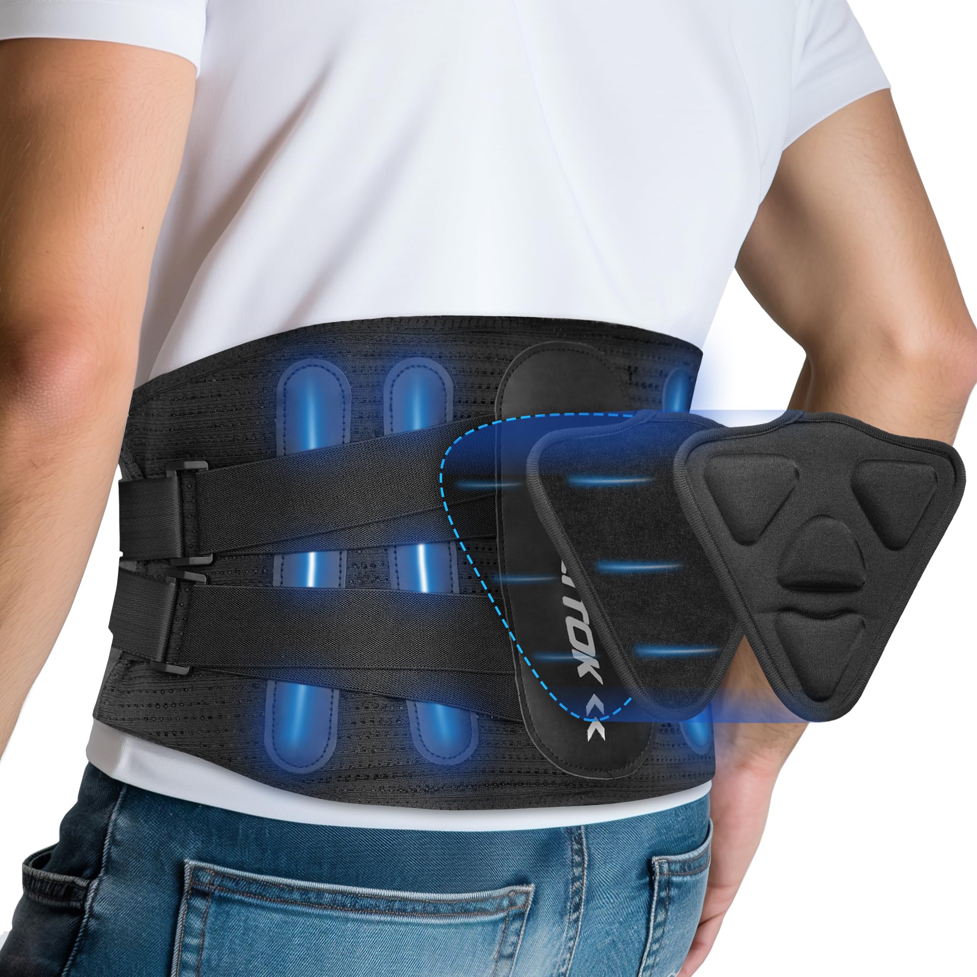 Lower Back Brace for Pain Relief - Lumbar Support Belt with Removable Pad & 5 Stays for Sciatica, Herniated Disc, Scoliosis - Breathable Mesh Back Support for Men & Women - Perfect for Office Work, Driving & Posture Correction (Medium)