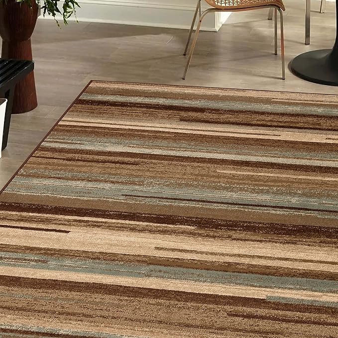 Abstract Striped Lines Indoor Area Rug or Runner Rug - Soft & Durable for Living Room, Bedroom, or Hallway Decor