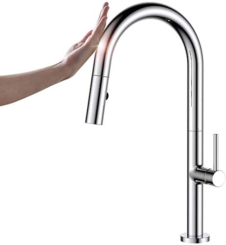 ESSNS Pull-Out Sprayer Kitchen Faucet - Single Lever Brass Sink Tap with 360° Swivel & Hot/Cold Water Mixer - Chrome Finish for Modern Kitchen & Bathroom Renovation