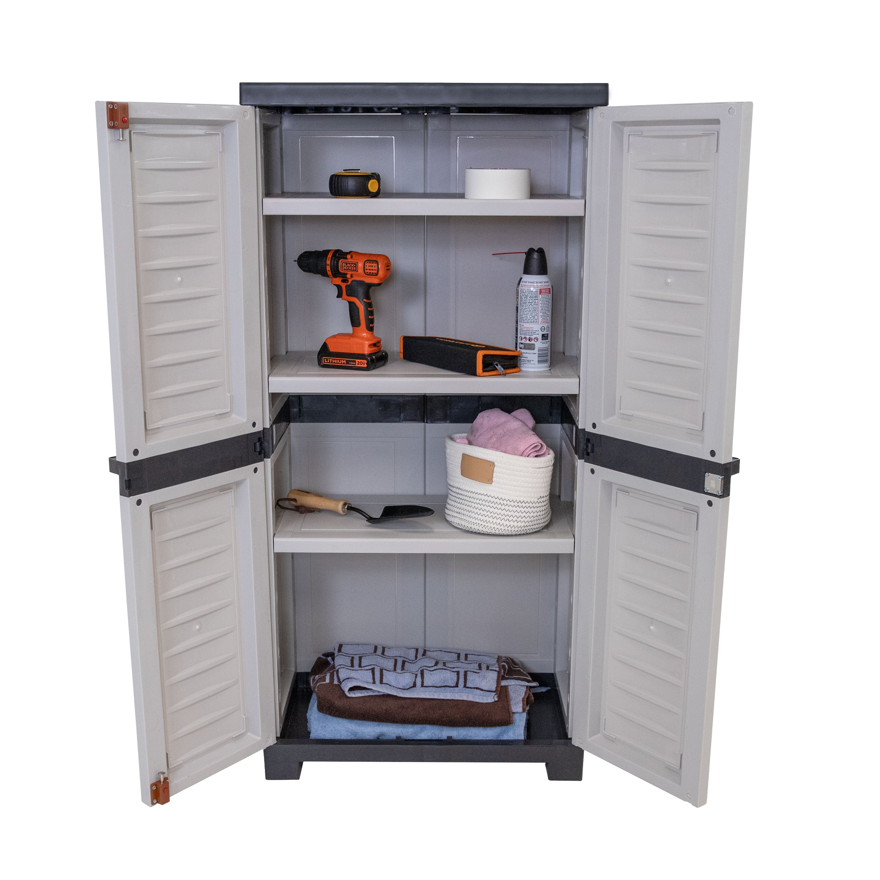 Lockable Plastic Storage Cabinet with 3 Adjustable Shelves - Heavy Duty Outdoor & Indoor Organizer for Garage, Shed, Patio, or Home Organization