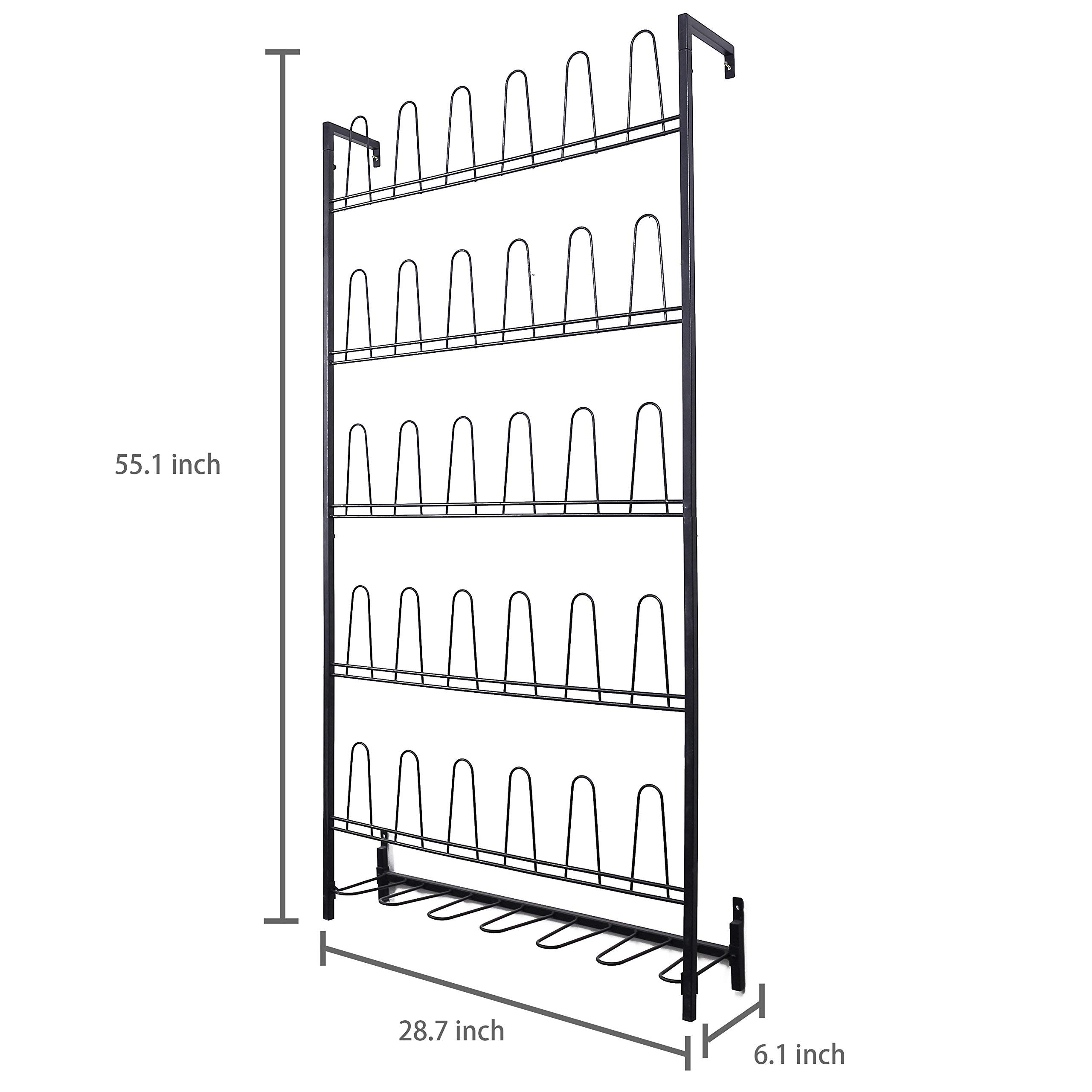 MyGift Black Metal 18 Pair Shoe Storage Organizer - Wall Mounted Entryway Shoe Rack with 36 Hooks | Perfect for Small Spaces, Closet Organization & Mudroom Storage