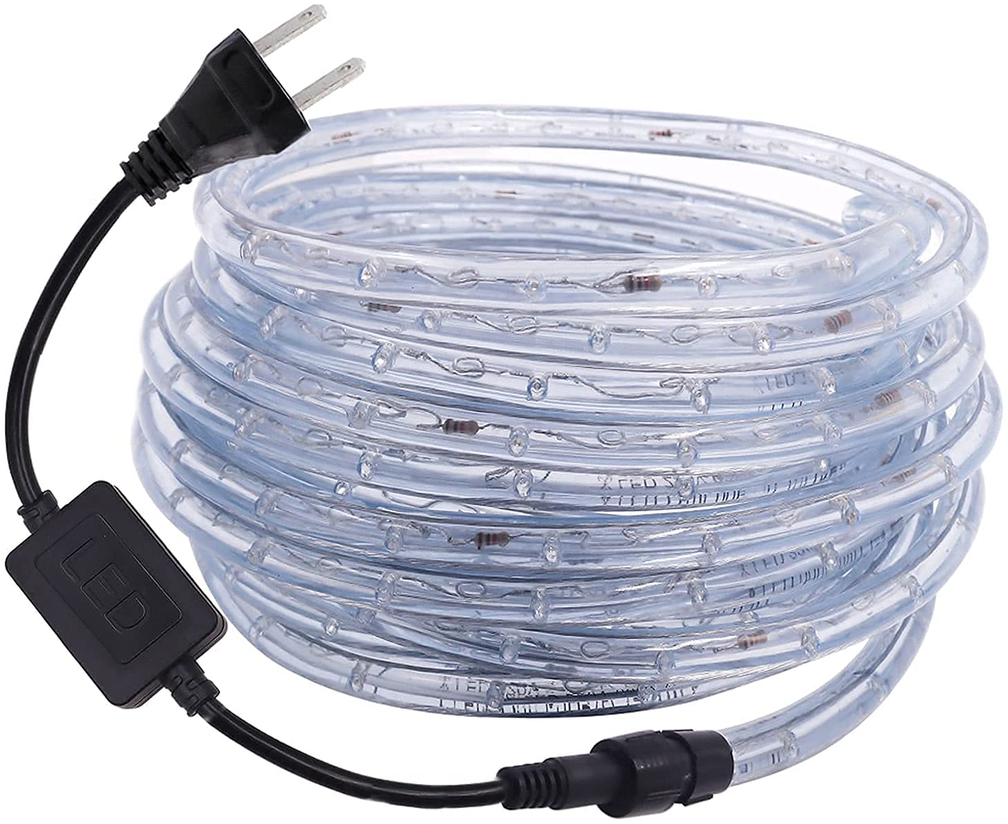 Outdoor Waterproof Rope Lights 2M (6.5ft) 110V LED String Lights - Warm White Tube Lights for Patio, Garden, Landscape Lighting - Perfect for Living Room, Backyard, Party & Holiday Decorations