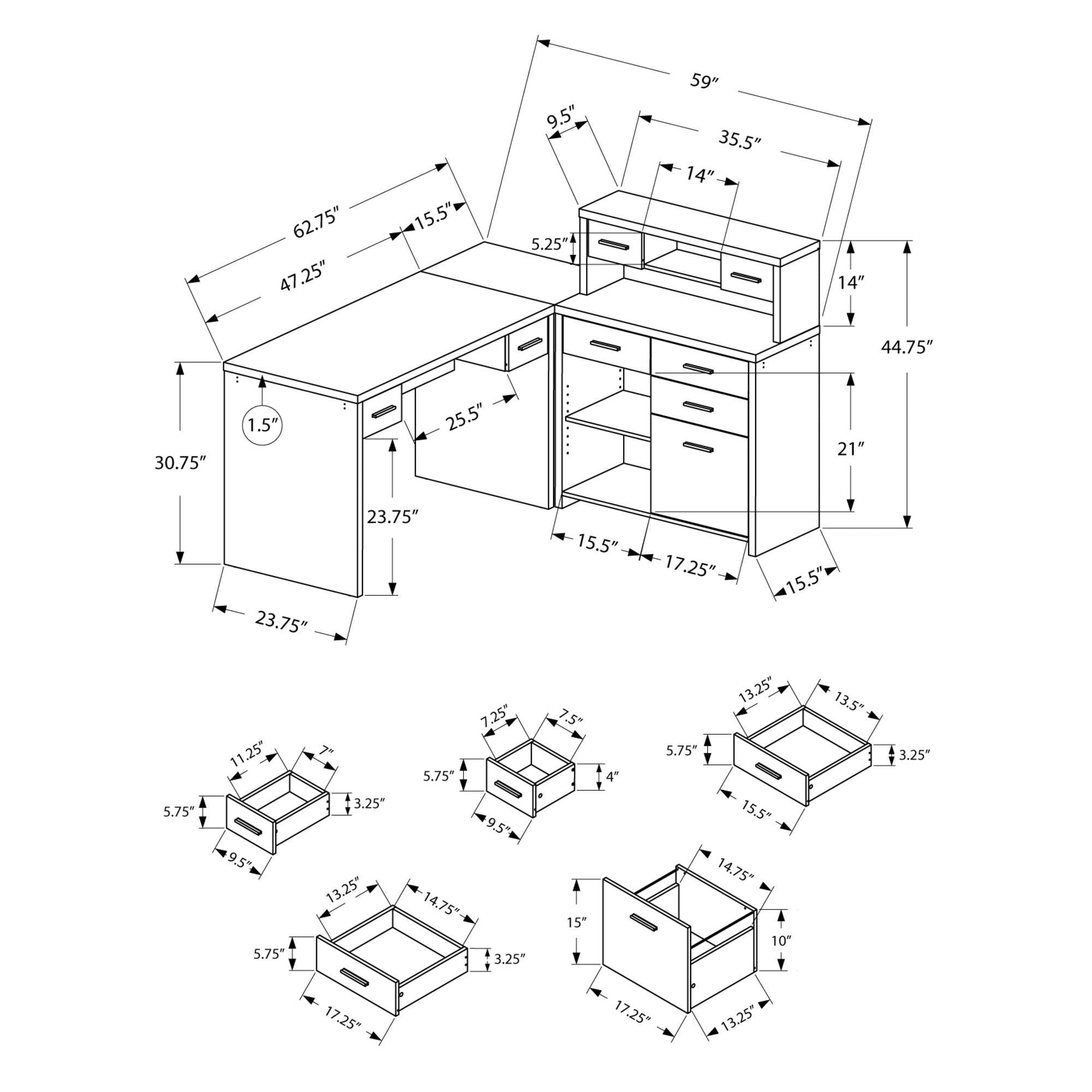 Monarch L-Shaped Office Desk 7028 - Modern Corner Computer Desk for Home & Office Workspace - Perfect for Small Spaces & Productivity