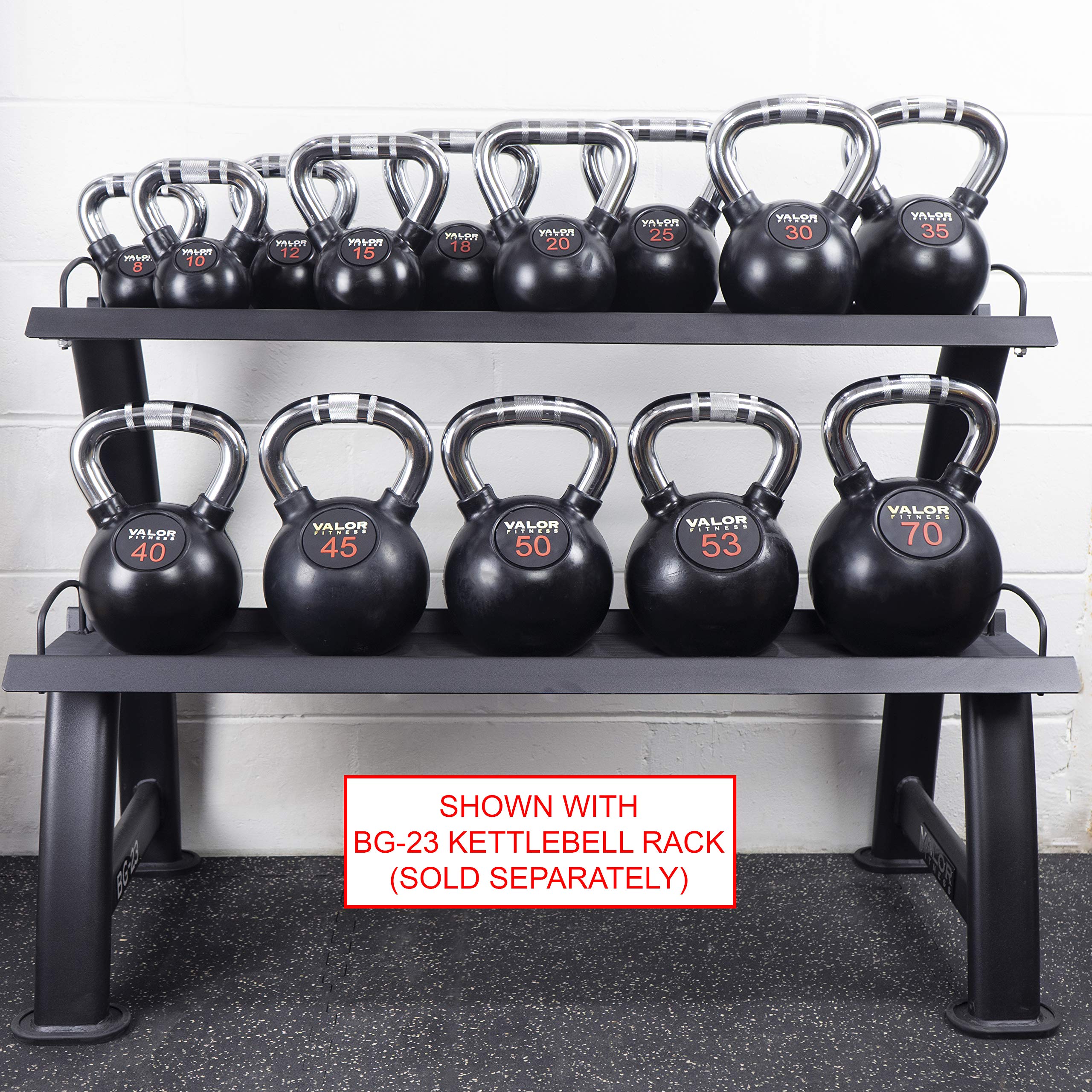 Valor Fitness Chrome Kettlebell Weights with Knurled Handle - 5-50 lbs Gym Kettlebells for Men & Women - Perfect for CrossFit, HIIT & Strength Training Workouts