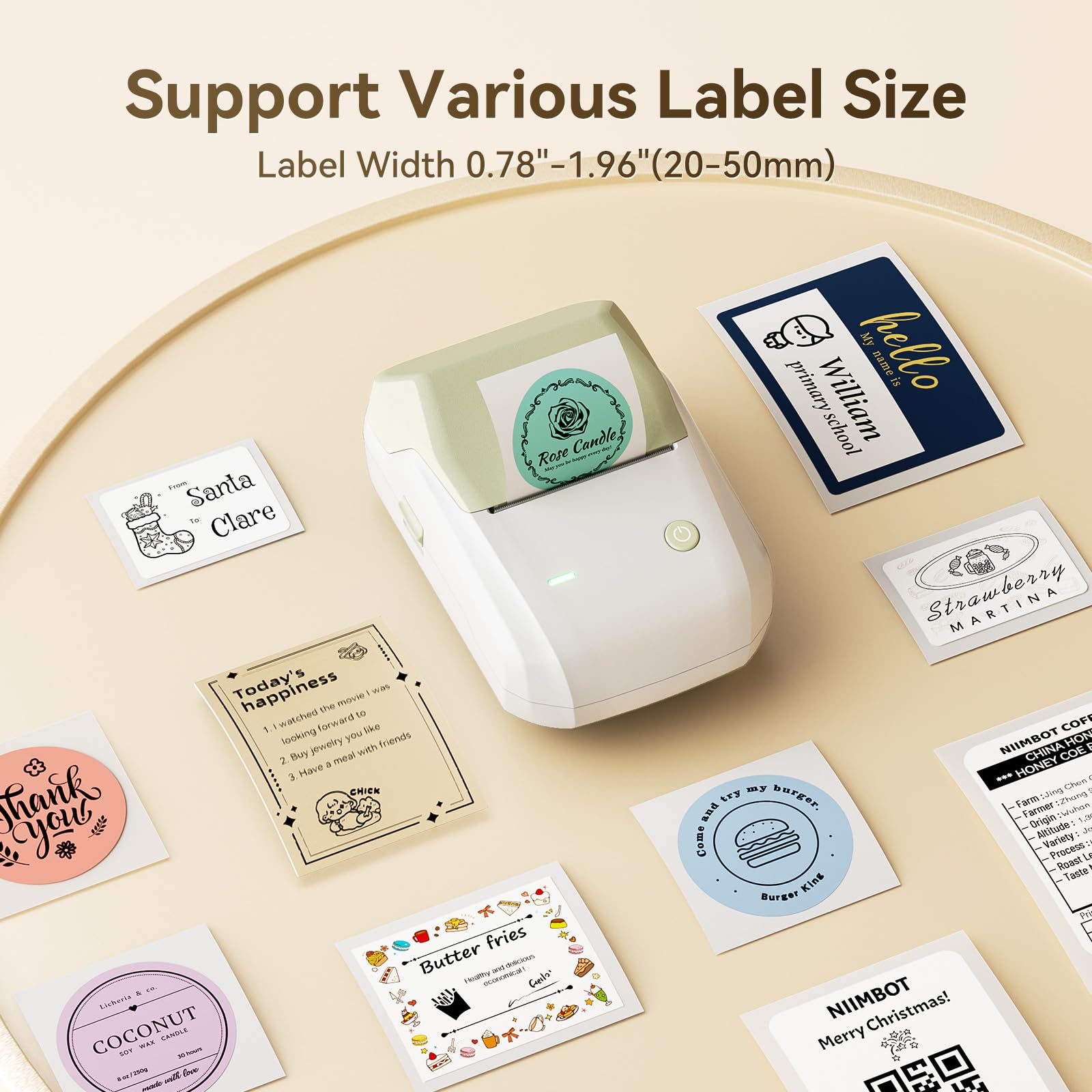NIIMBOT B1 Bluetooth Thermal Label Printer - Portable Barcode Sticker Maker for Home, Office, Mailing & Retail | Compatible with iOS Android PC | Perfect for Organizing, Shipping, Bakery & Grocery Labels | Green