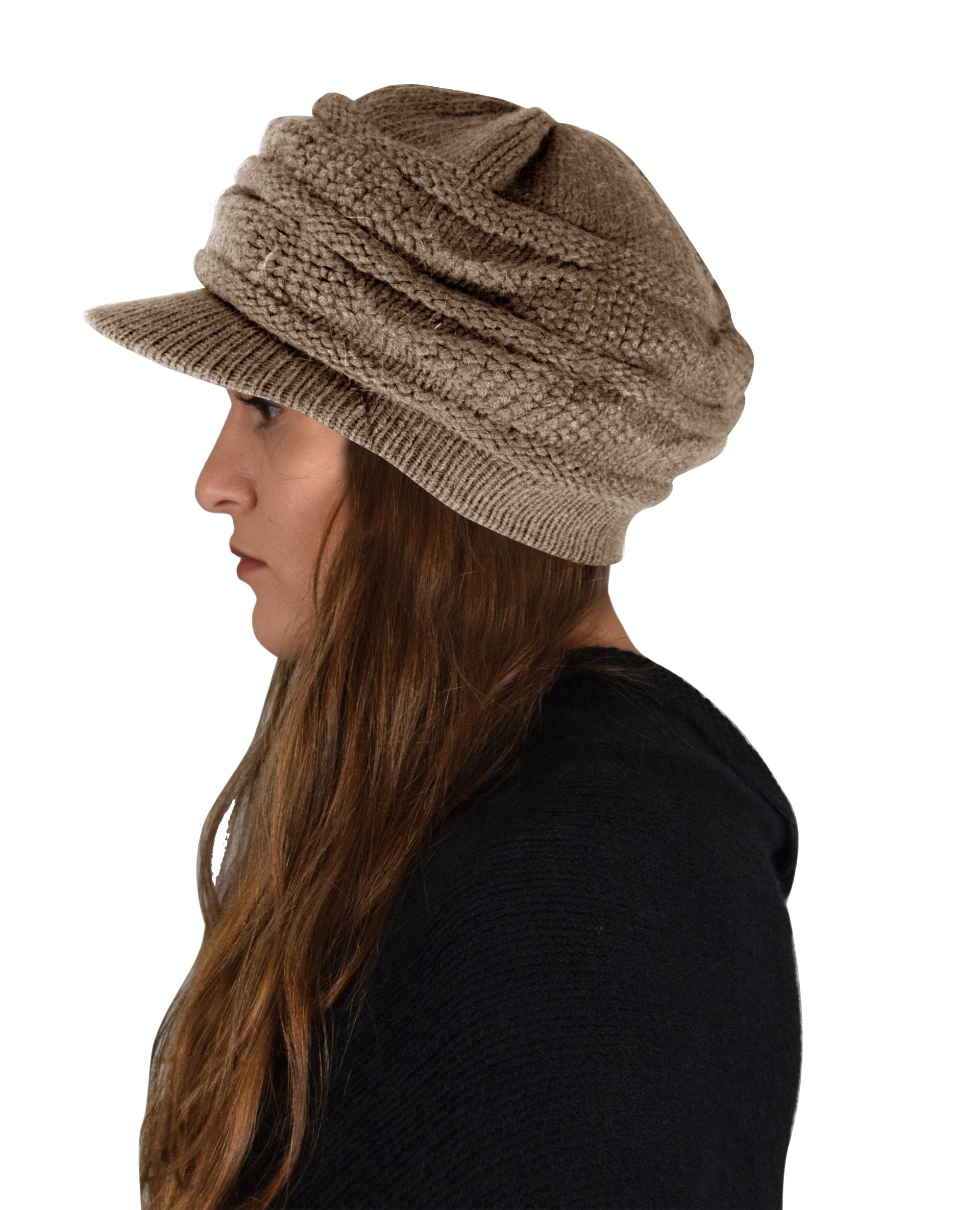Winter Warm Double Layer Crochet Knit Hat Beanie Slouchy with Visor - Cozy Fashion Accessory for Women & Men, Perfect for Snowboarding, Skiing, and Cold Weather Outdoor Activities