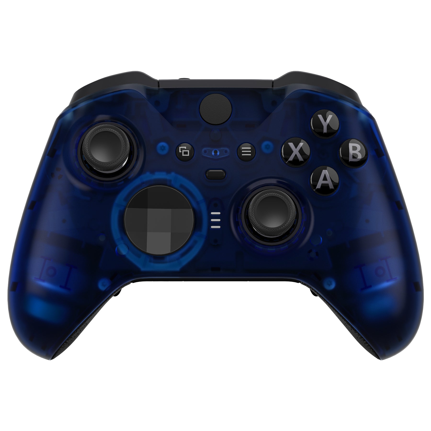 eXtremeRate Clear Blue Faceplate Cover & Front Housing Shell Replacement Kit for Xbox One Elite Series 2 Controller (Model 1797 & Core) - Includes Thumbstick Accent Rings (ELM507) - Perfect for Gaming Enthusiasts & Custom Controller Mods