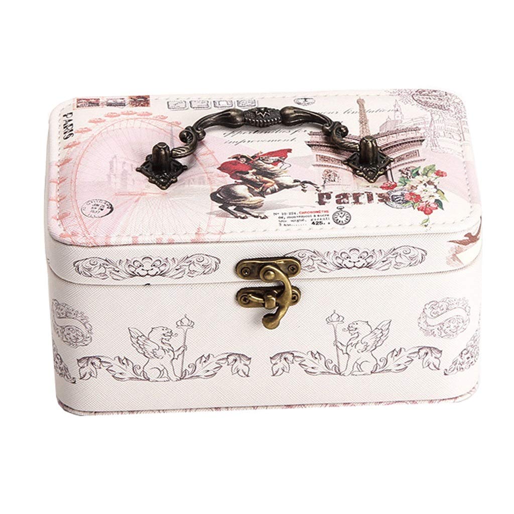 Vintage Jewelry Box Organizer with 2 Layers - Portable Jewelry Display Case & Storage Solution for Necklaces, Rings, Earrings - Perfect for Travel, Home Decor, and Gift Giving (Color: Jewelry Box C)