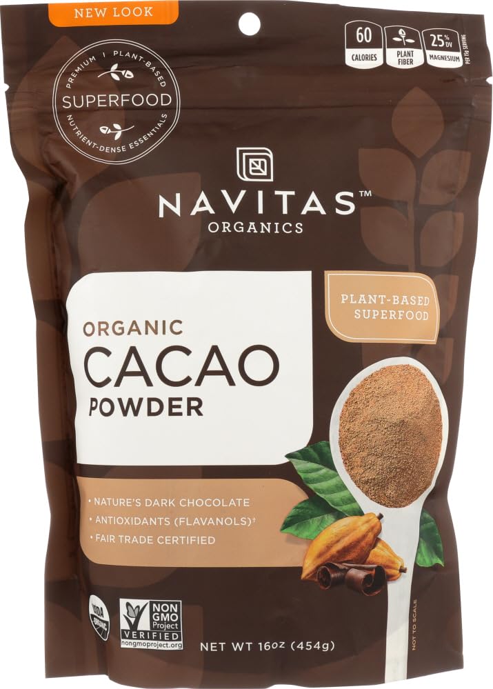 Organic Cacao Powder by Navitas Naturals - 16oz (Pack of 3) | Unsweetened, Non-GMO, Gluten-Free | Perfect for Baking, Smoothies & Healthy Desserts