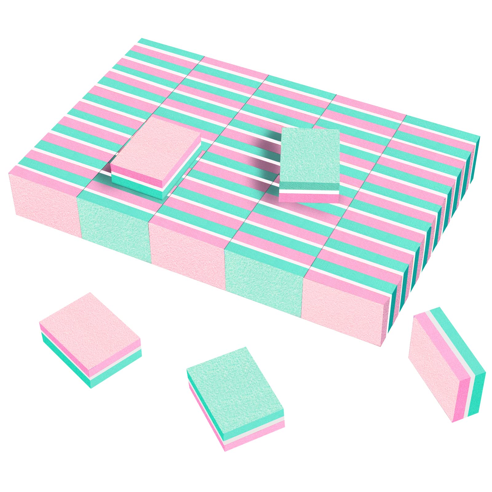 **CGBE 180/100 Grit Nail Buffer Blocks & Sponge Files – 50PCS Pink & Green Manicure Sanding Buffers for Smooth & Shiny Nails – Perfect for Home, Salon & Professional Nail Care**