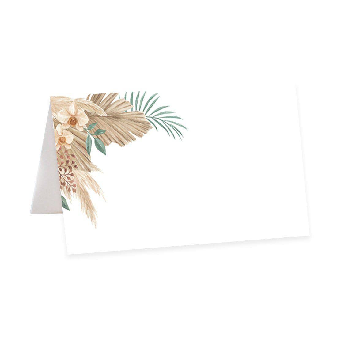 Andaz Press Boho Tropical Dried Floral Palm Leaves Table Tent Place Cards - 56 Pack (2