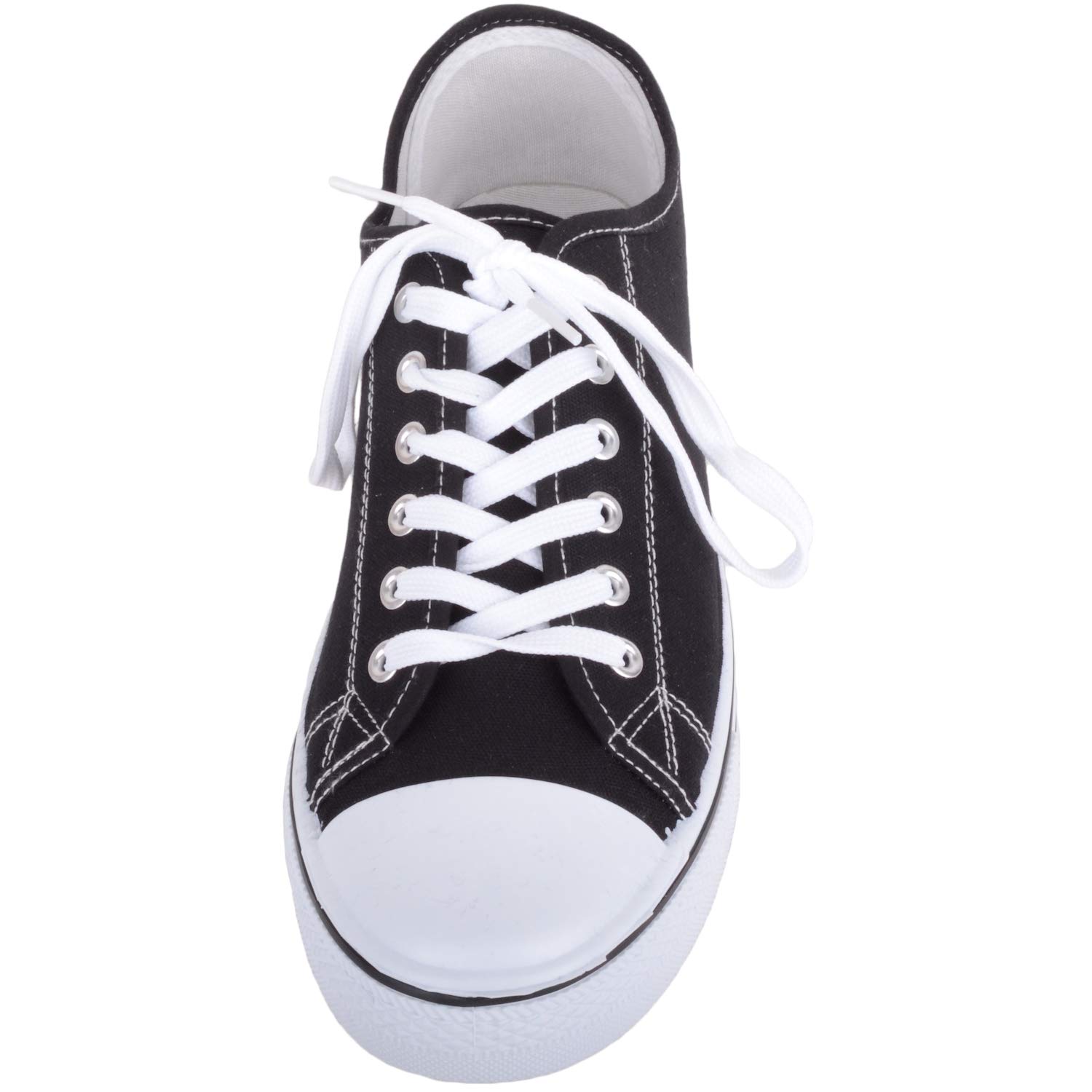 Women's Canvas Lace-Up Sneakers with Rubber Toe Cap - Comfortable Casual Shoes for Walking, Running & Everyday Wear