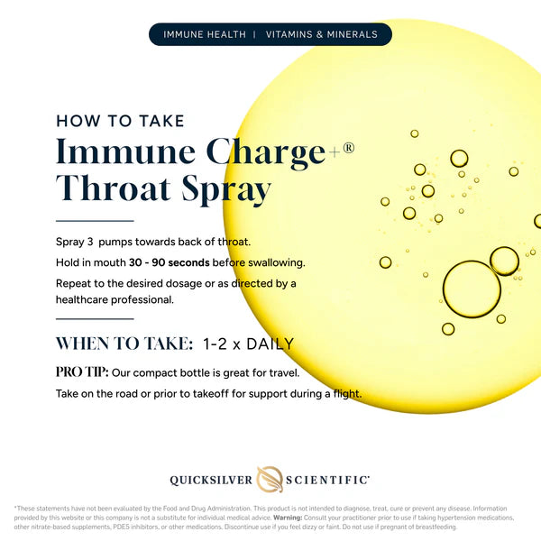 Immune Charge+® Throat Spray - Natural Immune Support & Sore Throat Relief - Boost Immunity, Soothe Throat Discomfort - Perfect for Cold & Flu Season, Travel, and Daily Wellness