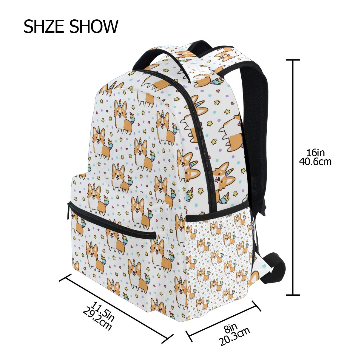 **Pfrewn Wamika Welsh Corgi Dog Unicorn Backpack for Kids, Women & Men – Cute Dog Design Laptop Backpack for School, Work, Travel & Camping – Lightweight & Durable Daypack**    *(Use Cases: Perfect for school, office, travel, hiking, and everyday casual use.)*