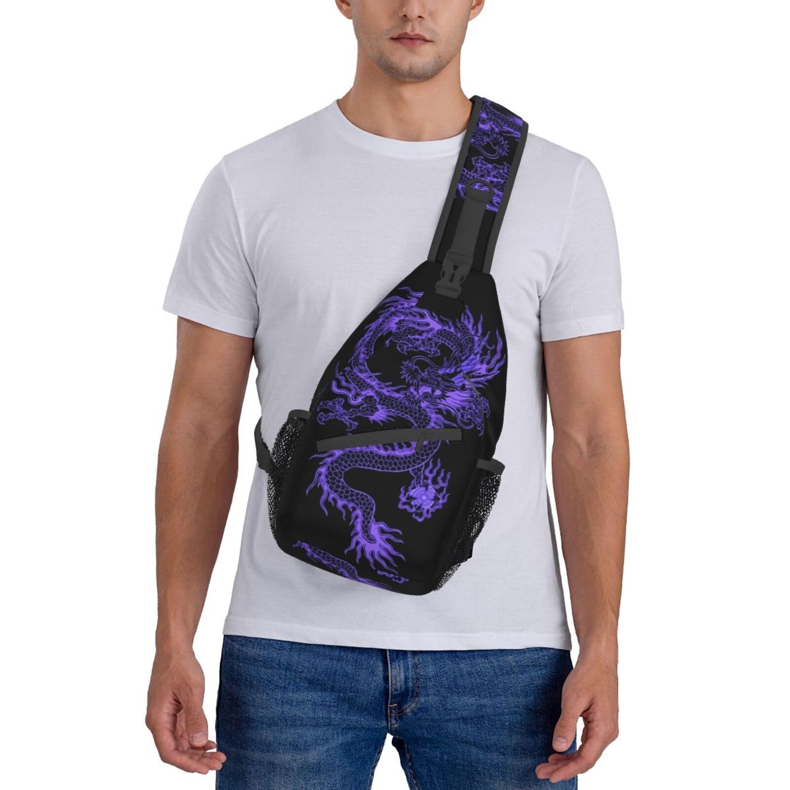 Stylish Red Dragon Print Casual Daypack - Lightweight Crossbody Shoulder Bag for Men & Women - Perfect for Travel, Hiking, School & Daily Use