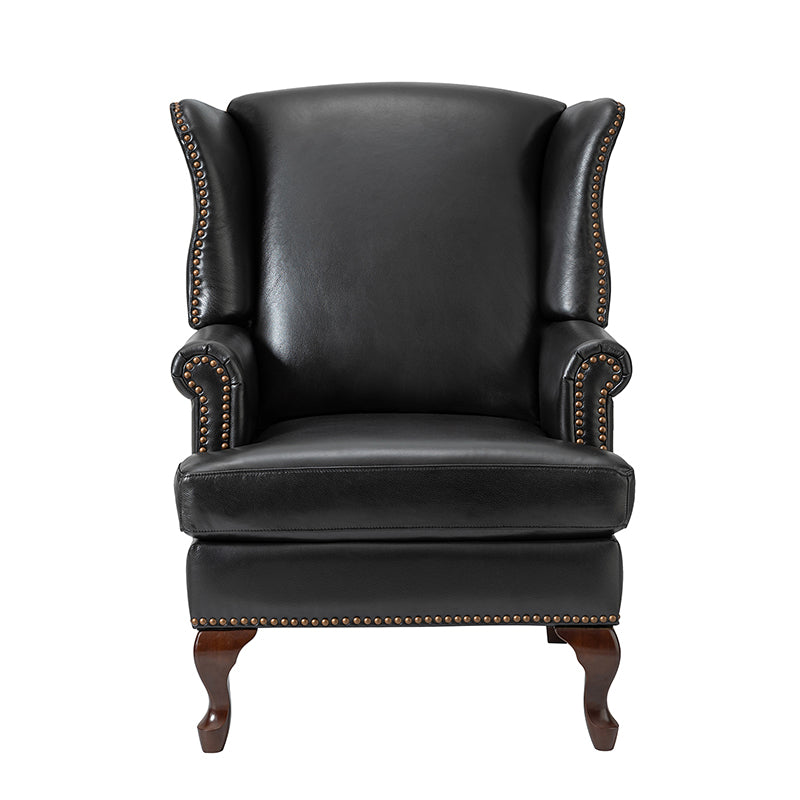 Premium Wilhelm Genuine Leather Armchair - Handcrafted Brown Leather Lounge Chair with Solid Wood Frame - Perfect for Living Room, Office & Study Spaces