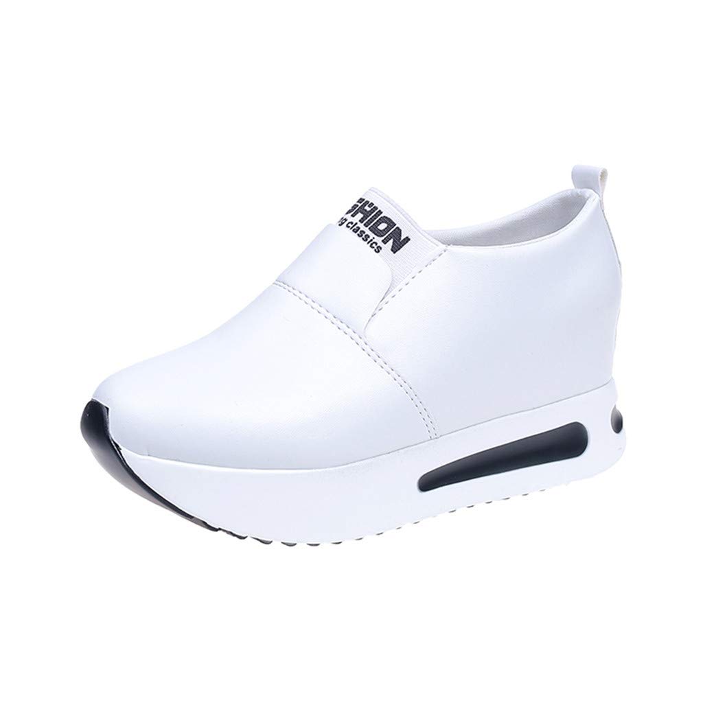 Sharemen Women's Fashion Casual Slip-On Platform Sneakers - Comfortable Thick Sole Sport Shoes for Walking, Running & Everyday Wear