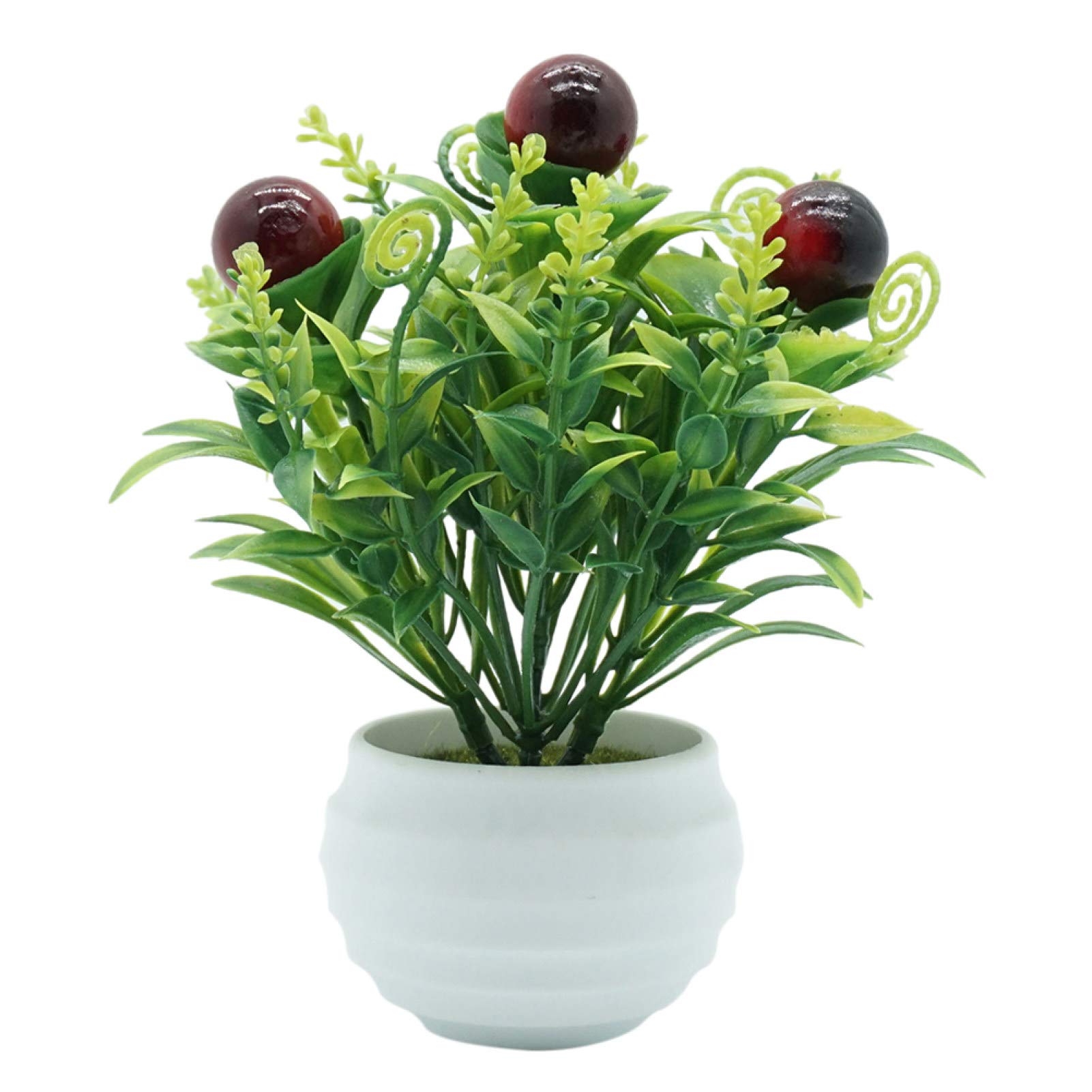 Artificial Plants Pots - Small Fake Fruit Tree Bonsai for Indoor Decor, Black & Red Lucky Fruit Potted Greenery - Perfect for Home Office, Living Room & Wedding Centerpiece Decorations