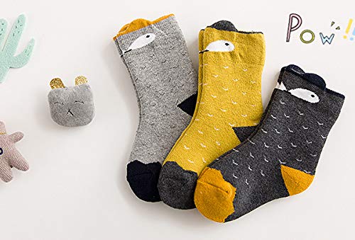3 Pairs Ultra Thick Warm Winter Socks for Toddlers - Soft Cotton Crew Socks for Baby Boys & Girls (0-24 Months) - Perfect for Cold Weather, Indoor Play & Outdoor Activities