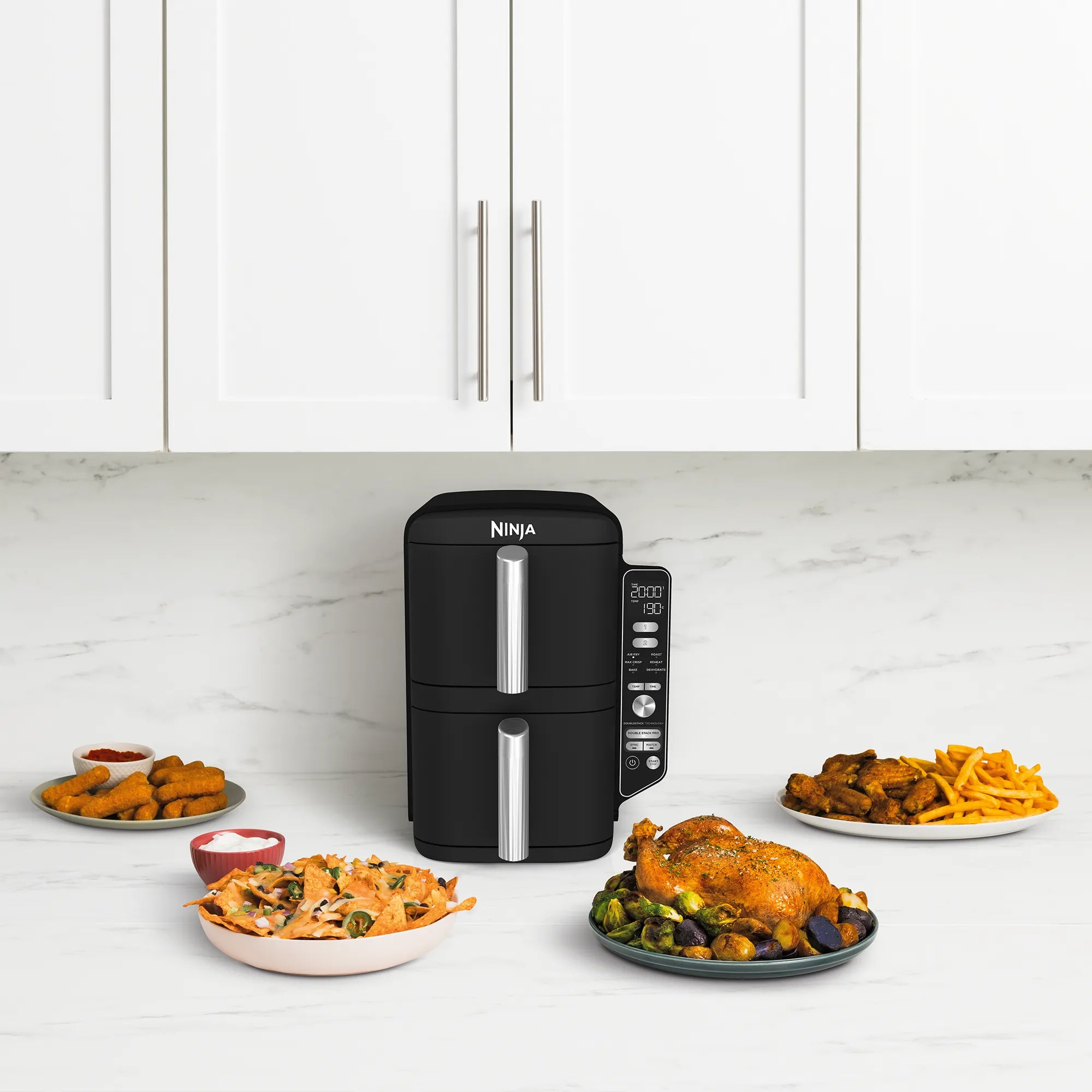 Ninja DoubleStack XXXL 9.5L 2 Drawer Air Fryer - Large Capacity Air Fryer Oven for Family Cooking, Healthy Oil-Free Frying, Baking & Roasting - Perfect for Home Kitchen, Parties & Meal Prep