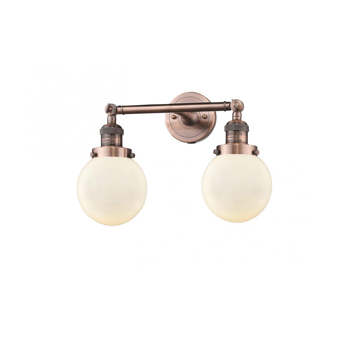 Vintage Dimmable LED Bathroom Light Fixture - 2-Light Antique Copper Finish, Energy Efficient Bathroom Vanity Lighting for Modern & Classic Home Decor