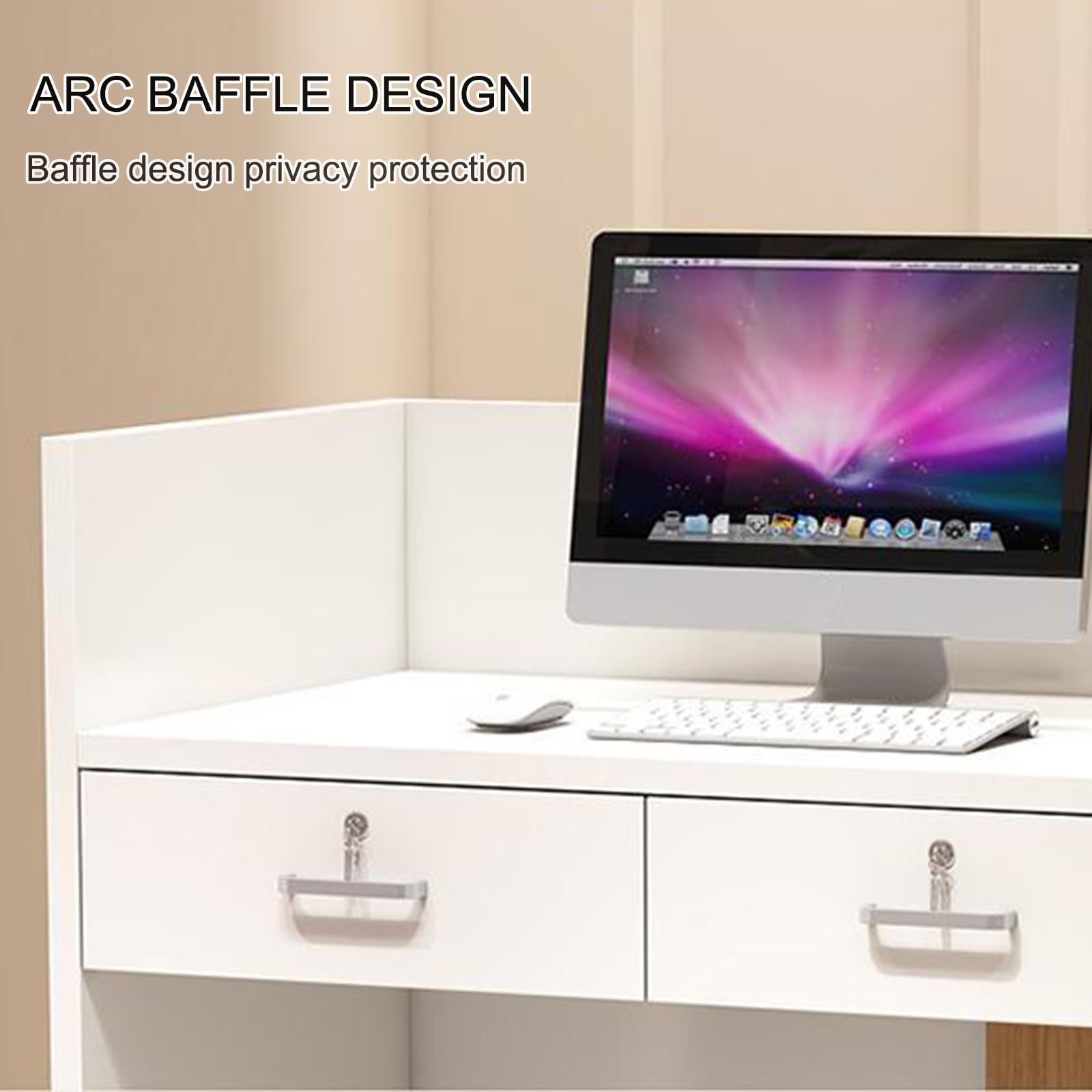 Modern LED Reception Desk with Lockable Drawer - White & Gray Front Counter for Retail Stores, Supermarkets, Hotels & Offices - Perfect for Checkout Counters, Lobby Areas & Customer Service Stations
