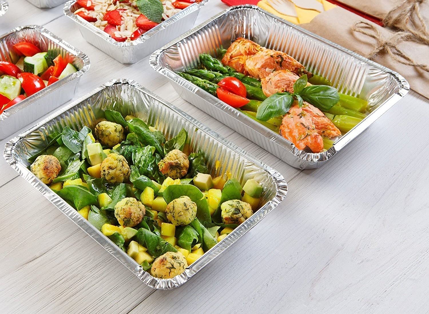 EcoQuality Heavy Duty Disposable Aluminum Foil Steam Table Pans - Full Size & Half Size Oblong Roaster Pans for Catering, Buffets & Baking | Recyclable, Sturdy Commercial Cookware for Restaurants, Parties & Food Service (50 Pack, Full Size)