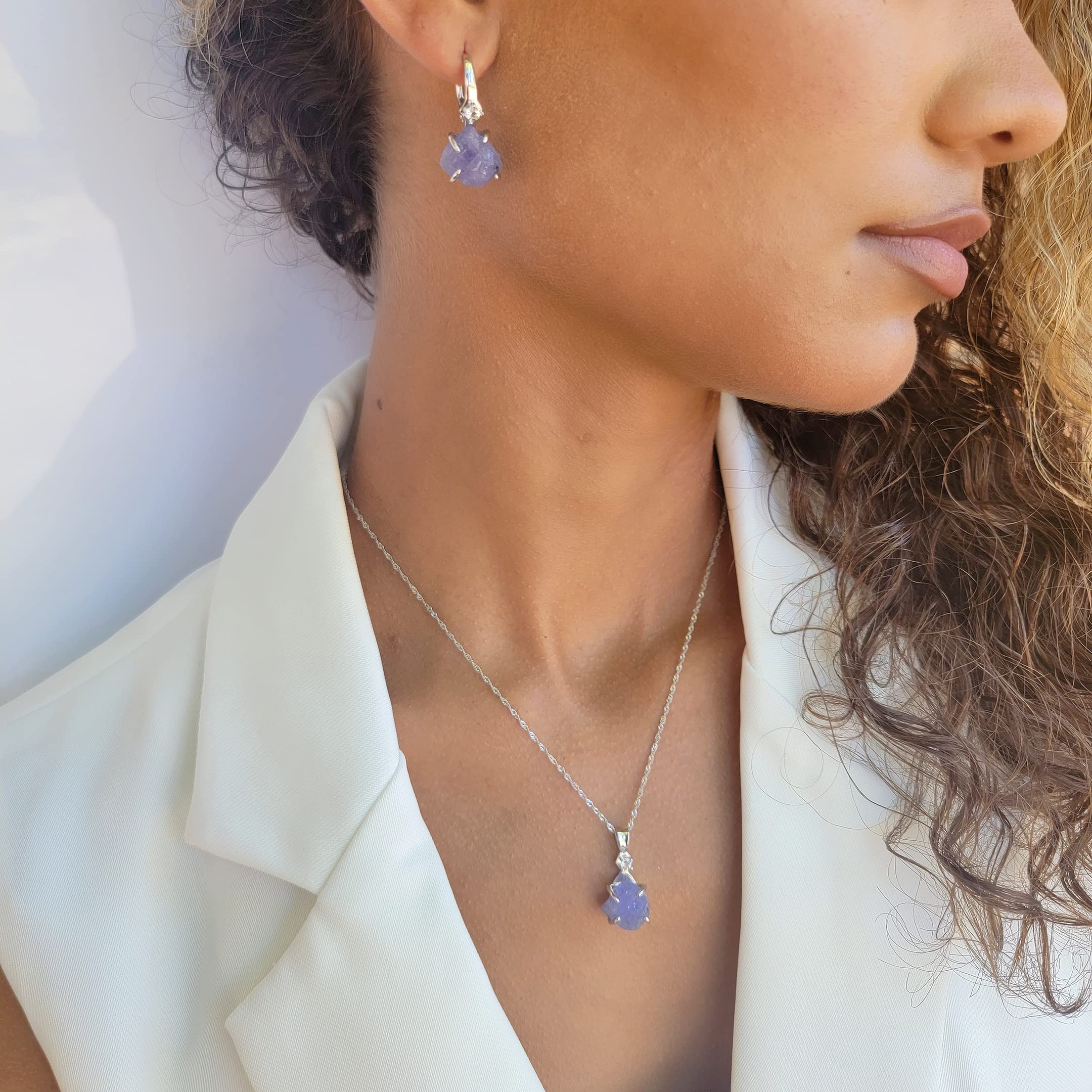 Genuine Tanzanite Drop Earrings in 14K White Gold - December Birthstone Jewelry for Women, Anniversary Gift, Christmas Present, Mother's Day & Birthday Gift - Perfect for Evening Wear, Special Occasions & Gift Giving