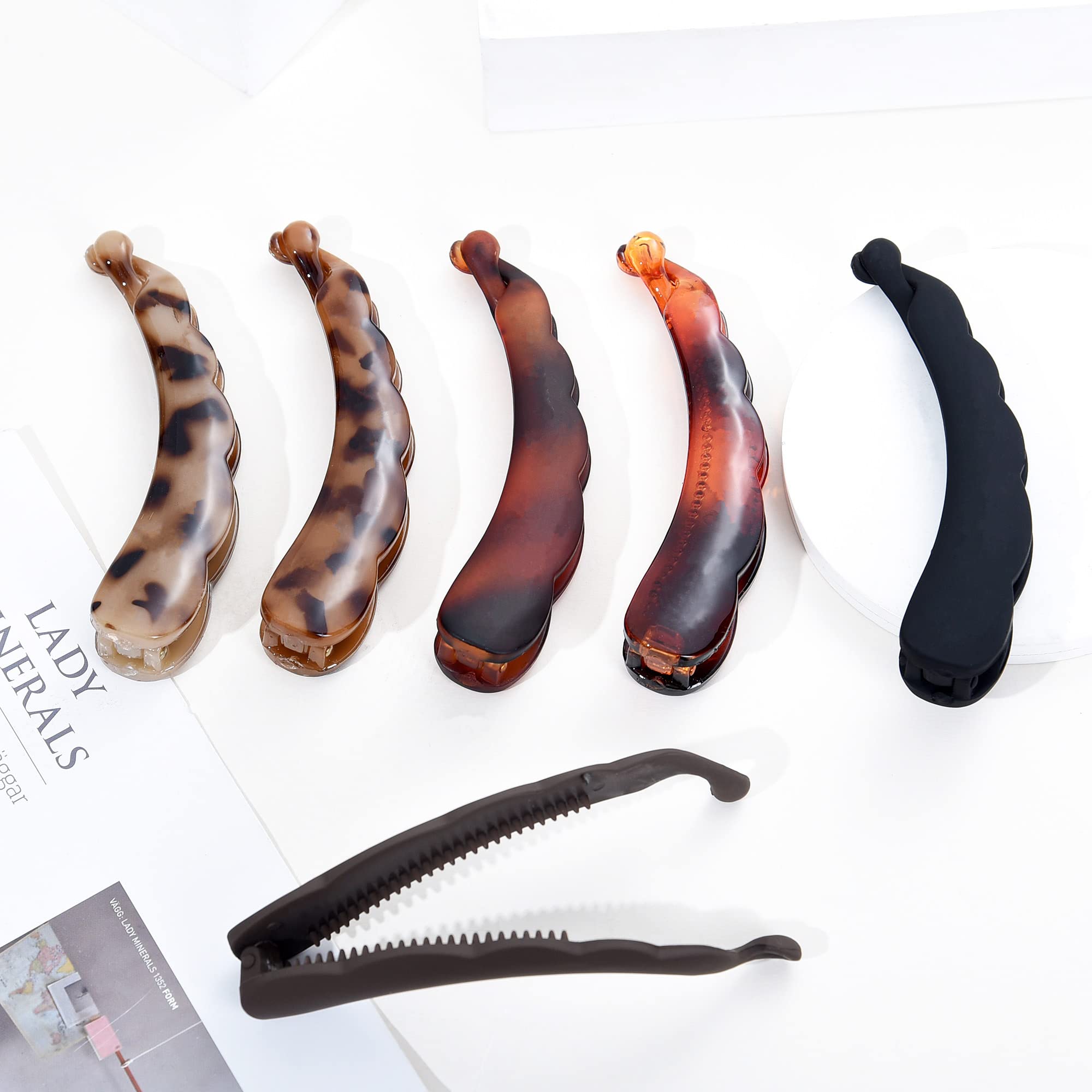 6 Pack Large Banana Hair Clips for Thick Hair - Non-Slip Ponytail Holder Hair Accessories for Women - Perfect for Workouts, Office & Everyday Styling