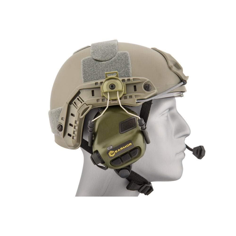 Earmor M32H Tactical Helmet Headset with 22dB NRR Hearing Protection, Fully Adjustable Olive Green Headphones - Perfect for Shooting Ranges, Airsoft & Military Training