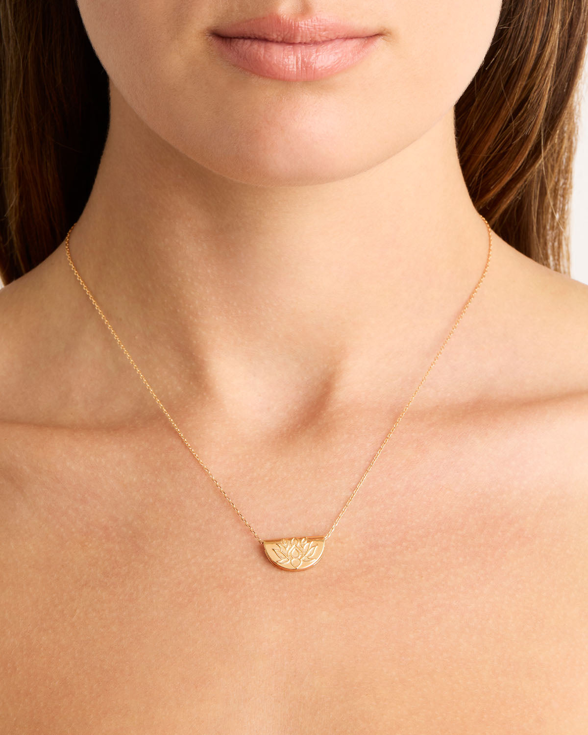 18K Gold Vermeil Lotus Short Necklace for Women - Elegant Dainty Floral Pendant Jewelry - Perfect for Weddings, Parties & Everyday Wear